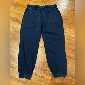 BearPaw Women’s Large Dark Blue Jean Esque Joggers Elastic Pants Vintage Esque